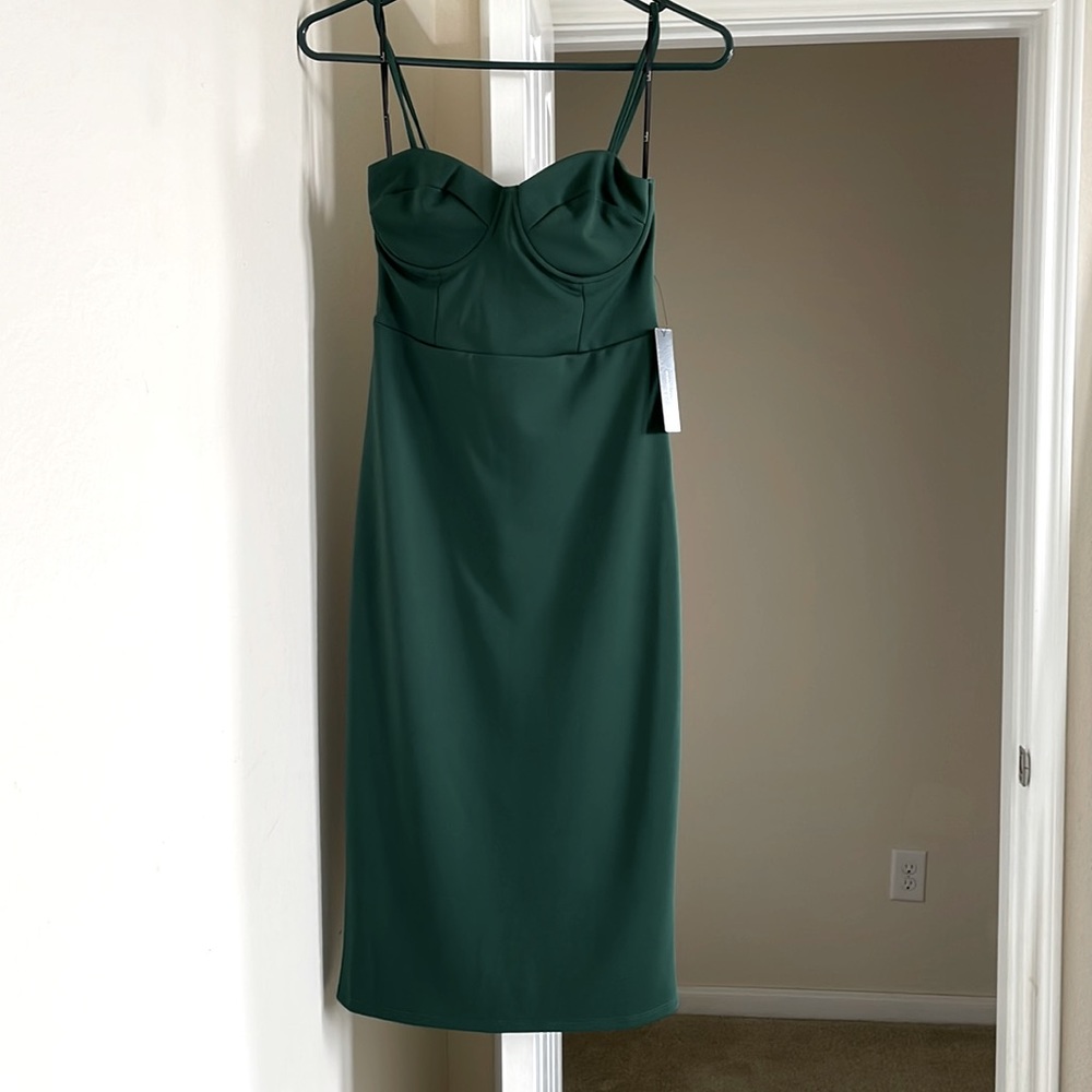 Lulu’s Dark Green Bustier Bodycon size XS
